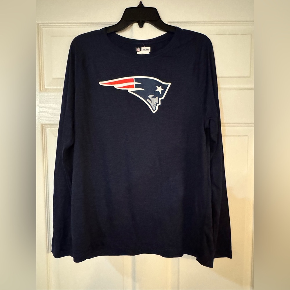 New England Patriots NFL Men's Navy Team Logo Long Sleeve T-Shirt TX3 Cool